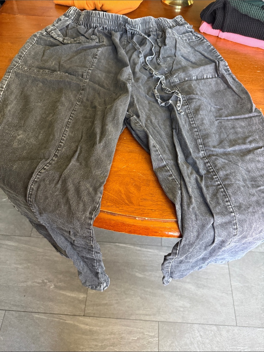 Jane and Delancey Washed Charcoal Drawstring Jogger Pants